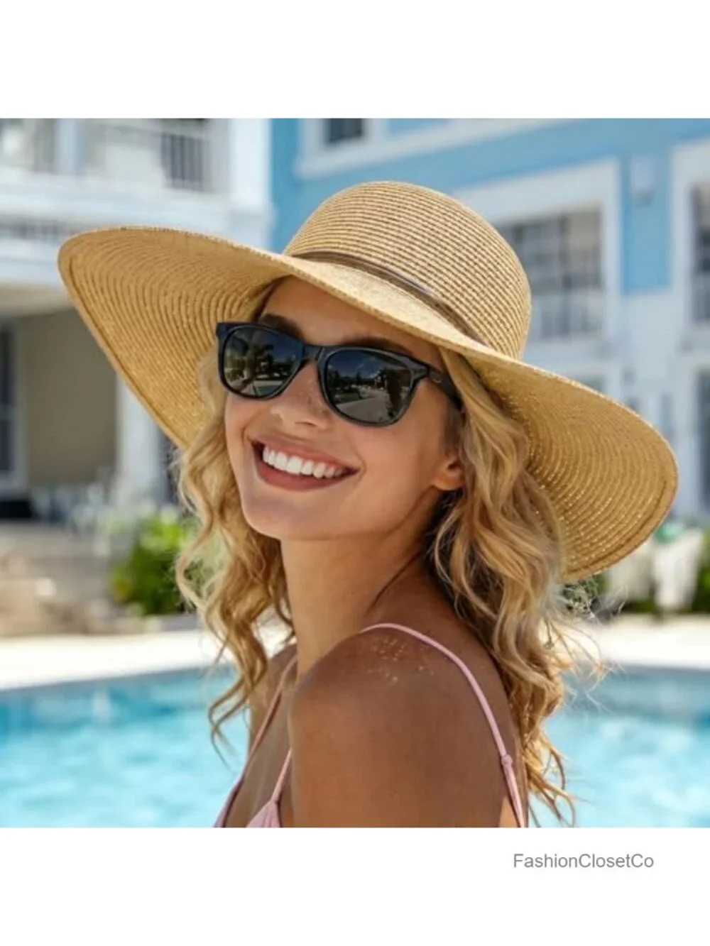 Wide Brim Sun Hat UPF 50+ Foldable Paper Straw Beach Vacation